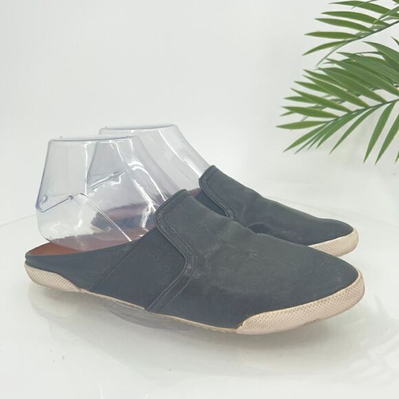 Frye Melanie Mules Women's 6.5 Black Leather Slip On Slide Shoes Comfy Casual - Picture 1 of 13